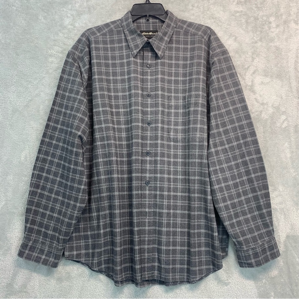 Eddie Bauer Flannel Plaid Cotton Button Down Shirt Size XL
